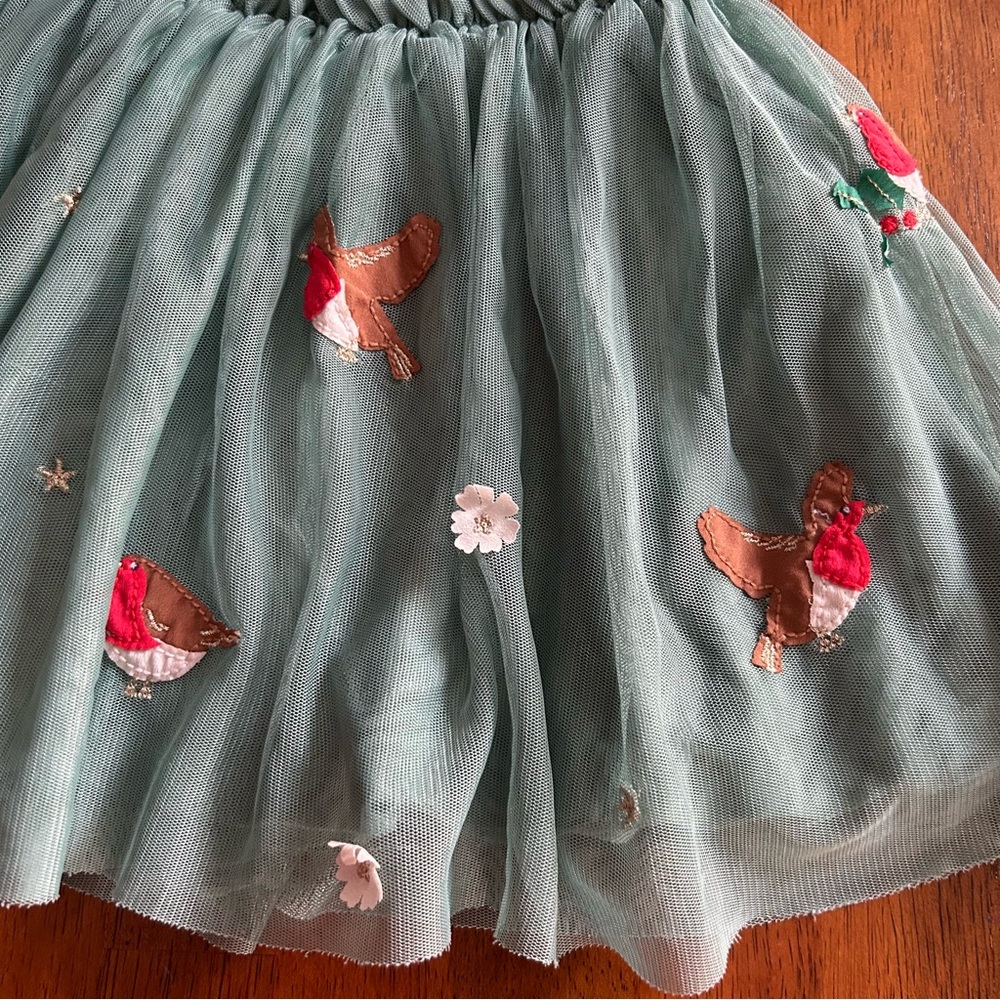 Mini Boden Robin Tulle Skirt | Girls 3–4Y | Green Bird Embroidered Tutu - Picture 5 of 11